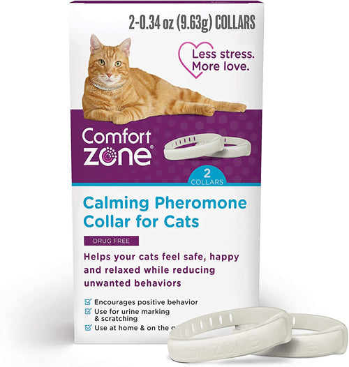 Comfort Zone Calming Pheromone Collar for Cats, Anxiety & Stress Relief Aid, Breakaway White 1ea 2 pk Discount