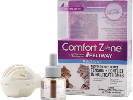 Comfort Zone Diffuser Kit for Cat Calming | MultiCat Calming Formula Single Diffuser Kit, 1 Diffuser, 1 Refill 1ea 1-Diffuser And 1-1.62 Fl Oz (48Ml) Supply