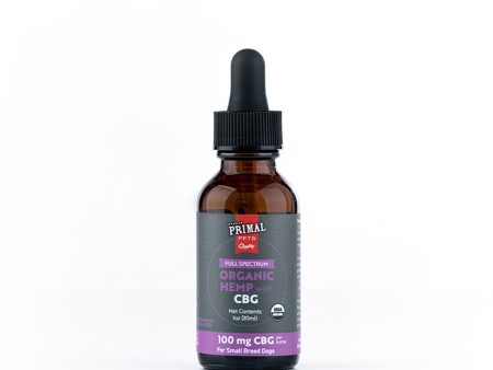 Primal 100 Mg Organic Full Spectrum Hemp Oil W- Cbg For Small Dogs Sale