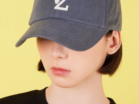 VARZAR Ball Cap Monogram Applique Overfit Washing Ball Cap Charcoal Hot on Sale