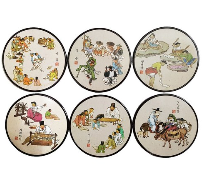 Laveque Korean Traditional Character Coaster Costa Set Traditional Souvenir Discount