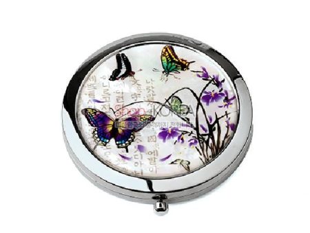 One touch Mother of pearl Hand Mirror - Orchid made in Korea Cheap