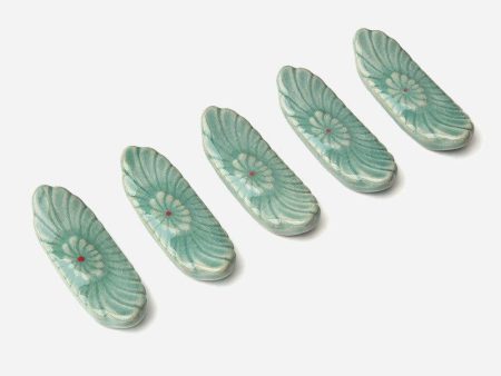 Celadon Spoon Holder Floral 5 piece set made in Korea For Sale