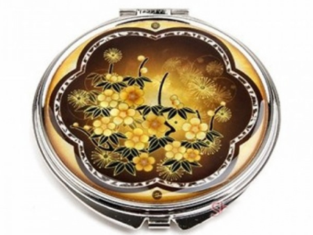 A Hand Mirror With Beautiful Mother Of Pearl Color, Mother Of Pearl Hand Mirror-Plum Blossom (Yellow)   Made In Korea For Cheap