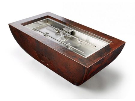 HPC 47-Inch Phoenix Rectangular Copper Gas Fire Bowl For Sale