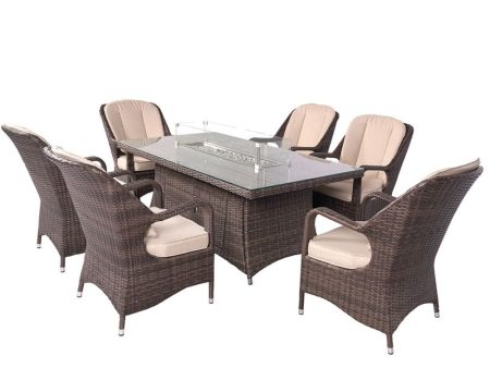 Direct Wicker Regal 7-Piece Outdoor Dining Set with LP Fire Pit Table (PAG-1106-R) Online