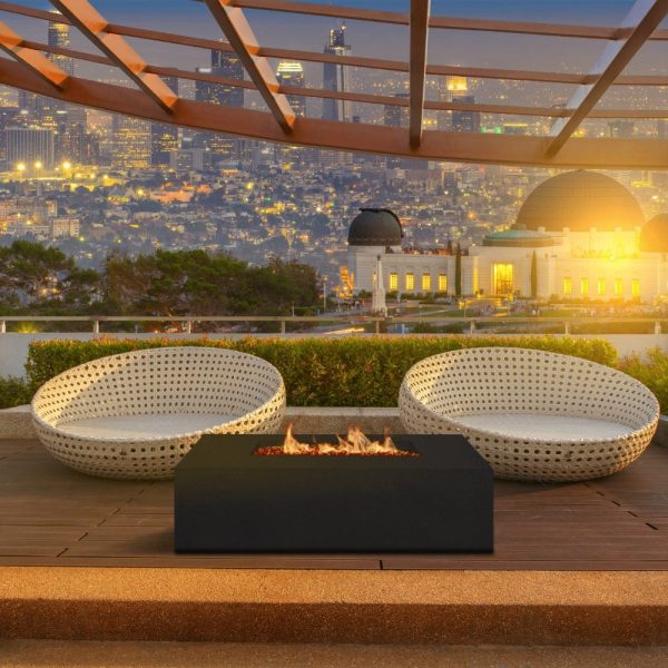 Stonelum Manhattan 04 47-Inch Rectangular Concrete Gas Fire Pit Table Fashion