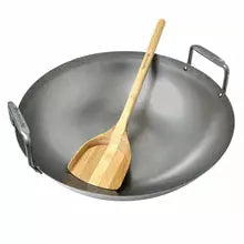 Big Green Egg Carbon Steel Wok with Bamboo Wok Shovel Online Hot Sale