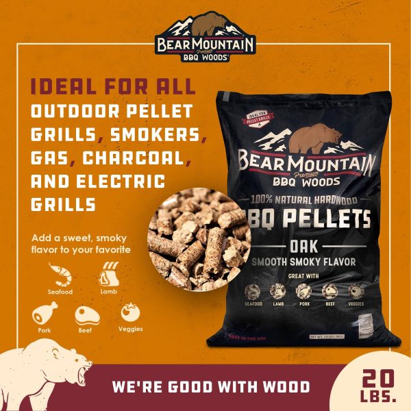 Bear Mountain BBQ Premium All-Natural Hardwood Oak BBQ Smoker Pellets, 20 lbs Online Sale