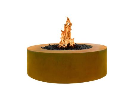 Top Fires Unity Round Corten Steel Gas Fire Pit - Match Lit For Cheap