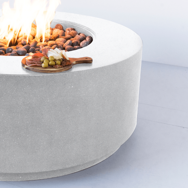 Modern Blaze Oblica Round Concrete Fire Pit Table Supply