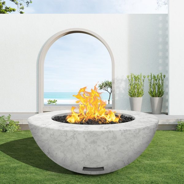 Modern Blaze 48-Inch Round Concrete Gas Fire Bowl with Push Button Ignition on Sale