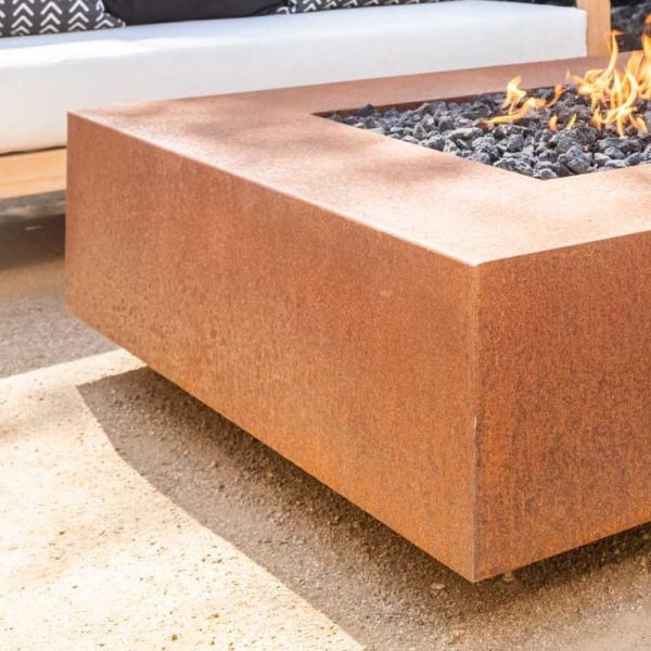 Top Fires Cabo Linear Corten Steel Gas Fire Pit Table Online now