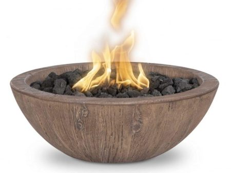 Top Fires Sedona 27-Inch Wood Grain GFRC Gas Fire Bowl - Electronic Online Hot Sale