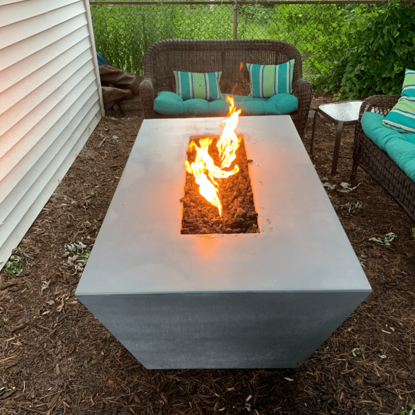 Top Fires Angelus 60-Inch Rectangular GFRC Gas Fire Pit Table - Match Lit Cheap