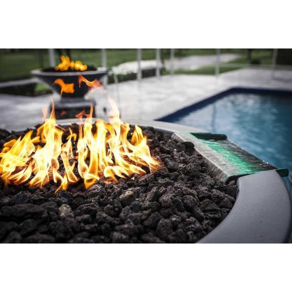 Top Fires Cazo 24-Inch Round Concrete Gas Fire and Water Bowl - Match Lit (OPT-24RFW) For Sale