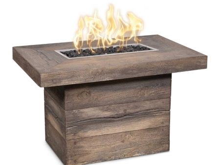 Top Fires Alberta 36-Inch Rectangular Wood Grain GFRC Gas Fire Pit Table - Electronic For Sale