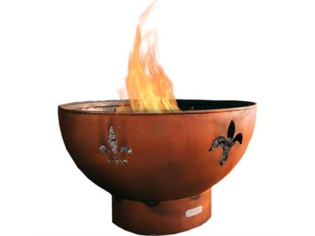 Fire Pit Art Fleur de Lis 36-Inch Handcrafted Carbon Steel Fire Pit (FDL) on Sale