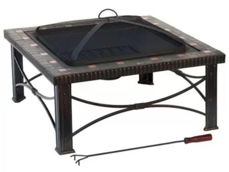 AZ Patio Heaters Slate Tile 30-Inch Square Fire Pit (FTB-51161B) Cheap