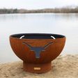 Fire Pit Art Longhorn 36-Inch Handcrafted Carbon Steel Gas Fire Pit Online Hot Sale