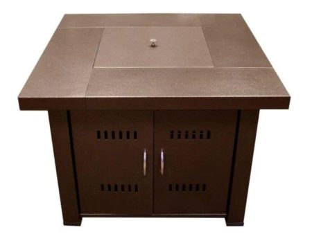 AZ Patio Heaters Hammered Bronze 38-Inch Square LP Fire Pit Table (GS-F-PC) For Sale