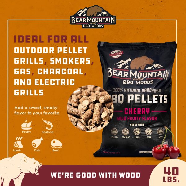 Bear Mountain BBQ All Natural Hardwood Cherry Smoker Pellets, 40 Pounds (2 Pack) Supply