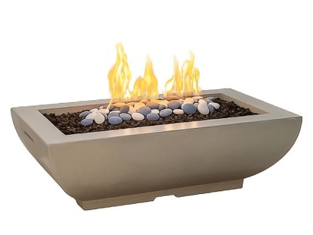 American Fyre Designs Bordeaux 50-Inch Rectangular Concrete Gas Fire Bowl Online Sale