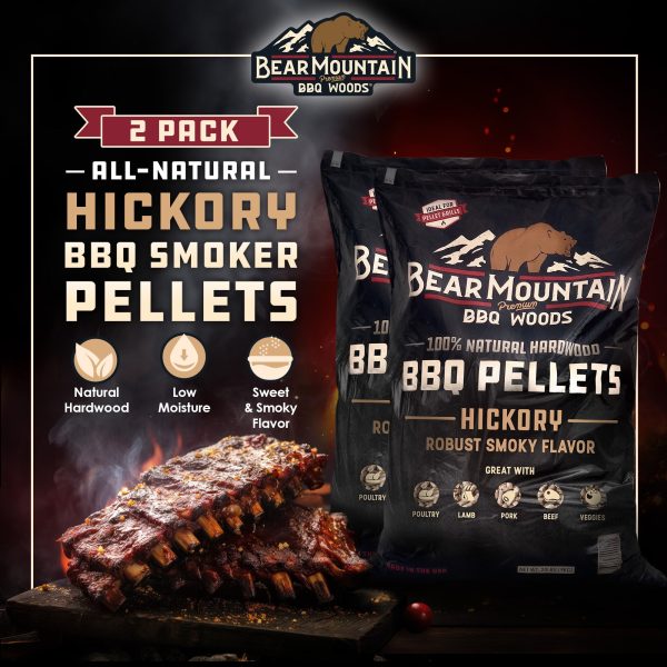 Bear Mountain BBQ All-Natural Hardwood Hickory Smoker Pellets, 20 Lb (2 Pack) Supply