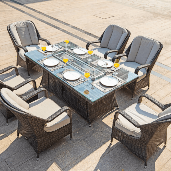 Direct Wicker Regal 7-Piece Outdoor Dining Set with LP Fire Pit Table (PAG-1106-R) Online