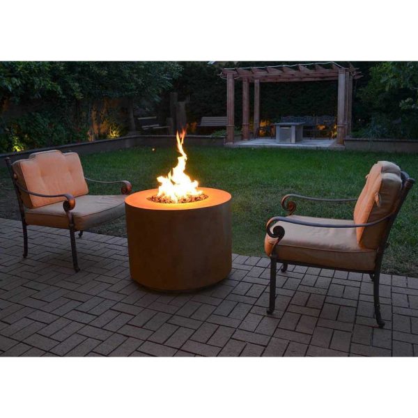 Top Fires Beverly Round Corten Steel Gas Fire Pit - Match Lit Online now