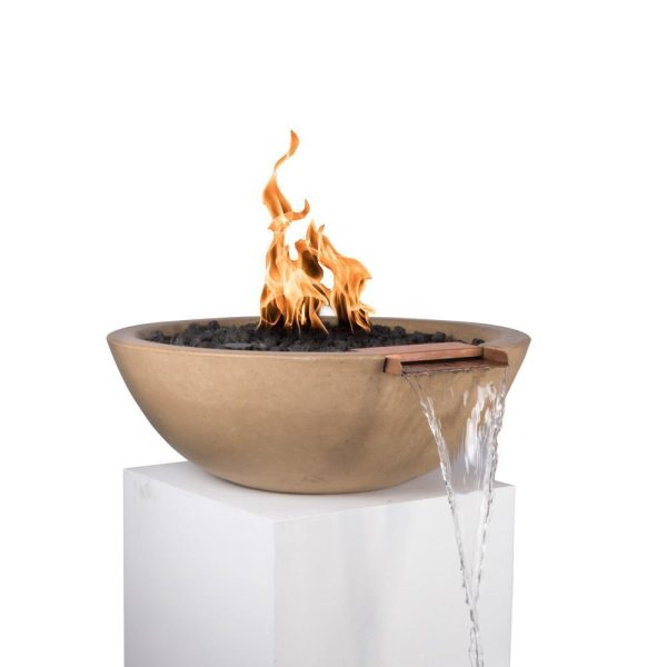 Top Fires Sedona 33-Inch Round Concrete Gas Fire and Water Bowl - Match Lit (OPT-33RFW) Online Sale