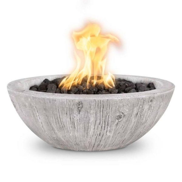 Top Fires Sedona 27-Inch Wood Grain GFRC Gas Fire Bowl - Match Lit Online now