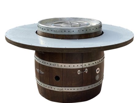 Wine Barrel Dude Custom Height Barrel 46-Inch Wooden Gas Fire Pit Table Sale