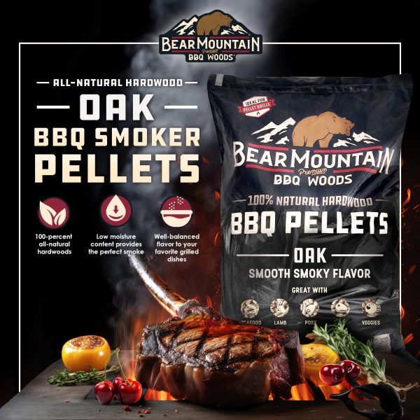 Bear Mountain BBQ Premium All-Natural Hardwood Oak BBQ Smoker Pellets, 20 lbs Online Sale