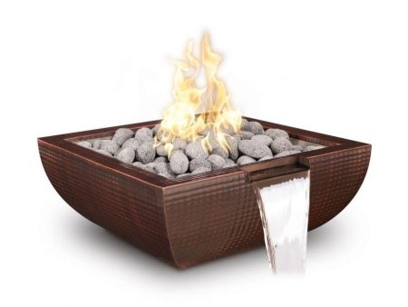 Top Fires Avalon Square Hammered Copper Gas Fire and Water Bowl - Match Lit Supply