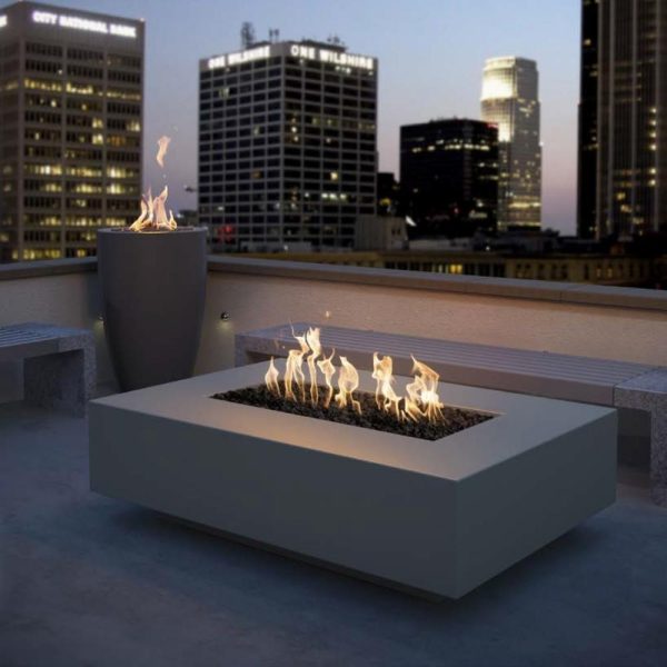 Top Fires Cabo 56-Inch Rectangular GFRC Gas Fire Pit Table - Electronic For Cheap