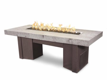 Top Fires Alameda 78-Inch Rectangular Wood Grain GFRC Gas Fire Pit Table - Match Lit Supply