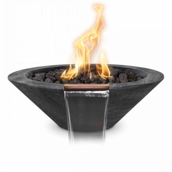 Top Fires Cazo Wood Grain GFRC Gas Fire and Water Bowl - Electronic Hot on Sale