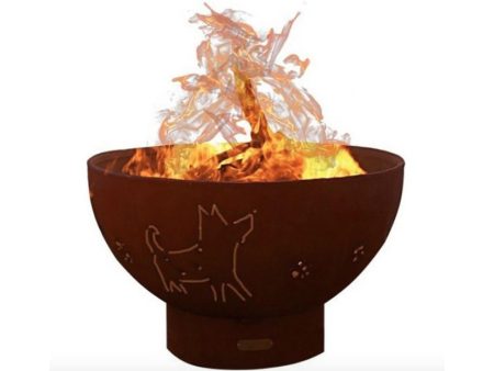 Fire Pit Art Funky Dog 36-Inch Handcrafted Carbon Steel Gas Fire Pit Online