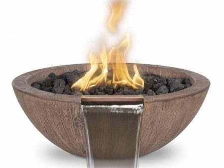 Top Fires Sedona 27-Inch Wood Grain GFRC Gas Fire and Water Bowl - Match Lit For Discount