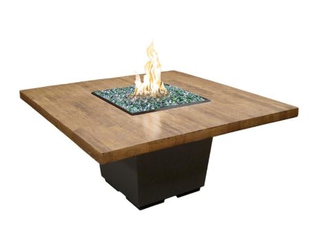 American Fyre Designs Cosmopolitan 60-Inch  Reclaimed Wood  Square Gas Fire Pit Dining Table Supply