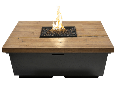 American Fyre Designs Contempo 44-Inch  Reclaimed Wood  Square Gas Fire Pit Table For Sale