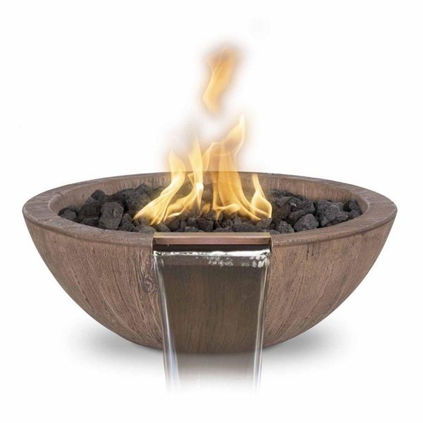 Top Fires Sedona 27-Inch Wood Grain GFRC Gas Fire and Water Bowl - Electronic on Sale