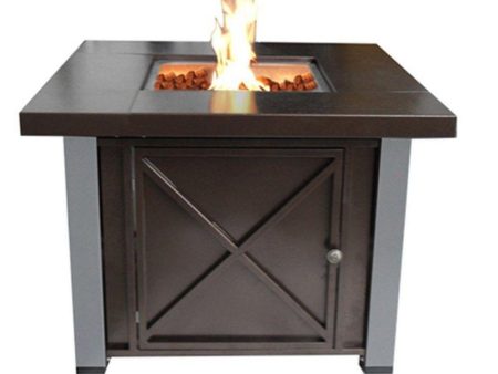 AZ Patio Heaters Two-Tone 38-Inch Square LP Fire Pit Table (GSF-DGHSS) For Discount