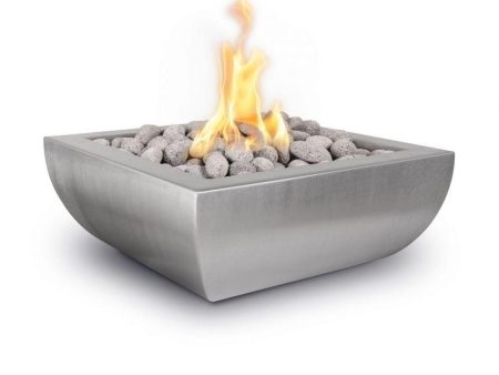 Top Fires Avalon Square Stainless Steel Gas Fire Bowl - Match Lit For Sale