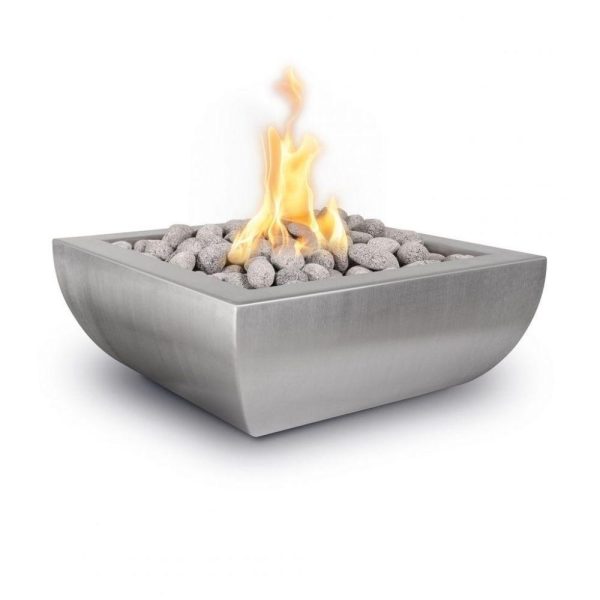 Top Fires Avalon Square Stainless Steel Gas Fire Bowl - Match Lit For Sale