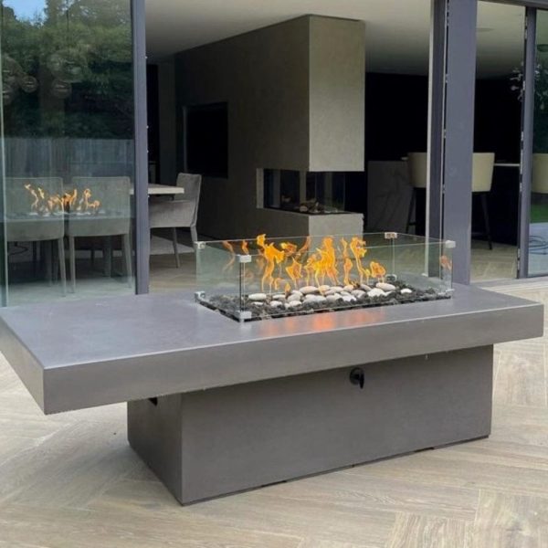 Solus Tavolo 68-Inch Linear Ultra High-Performance Concrete Gas Fire Pit Table Fashion