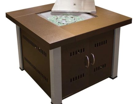 AZ Patio Heaters Two-Tone 38-Inch Square LP Fire Pit Table (GS-F-PCSS) For Cheap