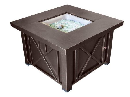 AZ Patio Heaters Hammered Bronze 38-Inch Square LP Fire Pit Table (GSF-DGH) For Discount