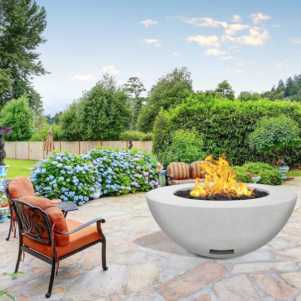 Modern Blaze 48-Inch Round Concrete Gas Fire Bowl with Push Button Ignition on Sale